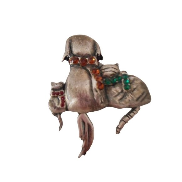 Unknown Jewelry - Dog Cat puppy Scarf Rhinestone Pin Brooch tails